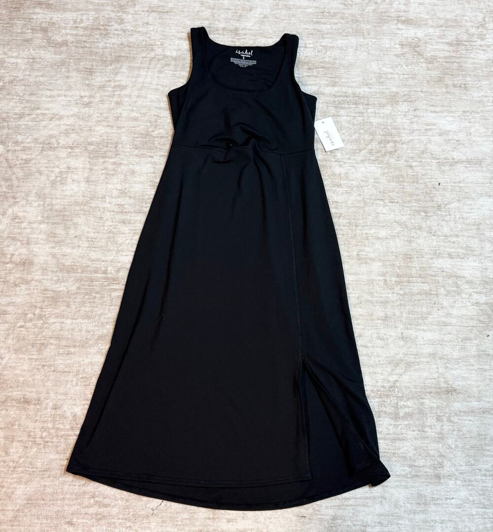Isabel Maternity Womens Small Black Slit Midi Active Dress Stretch Sporty Casual